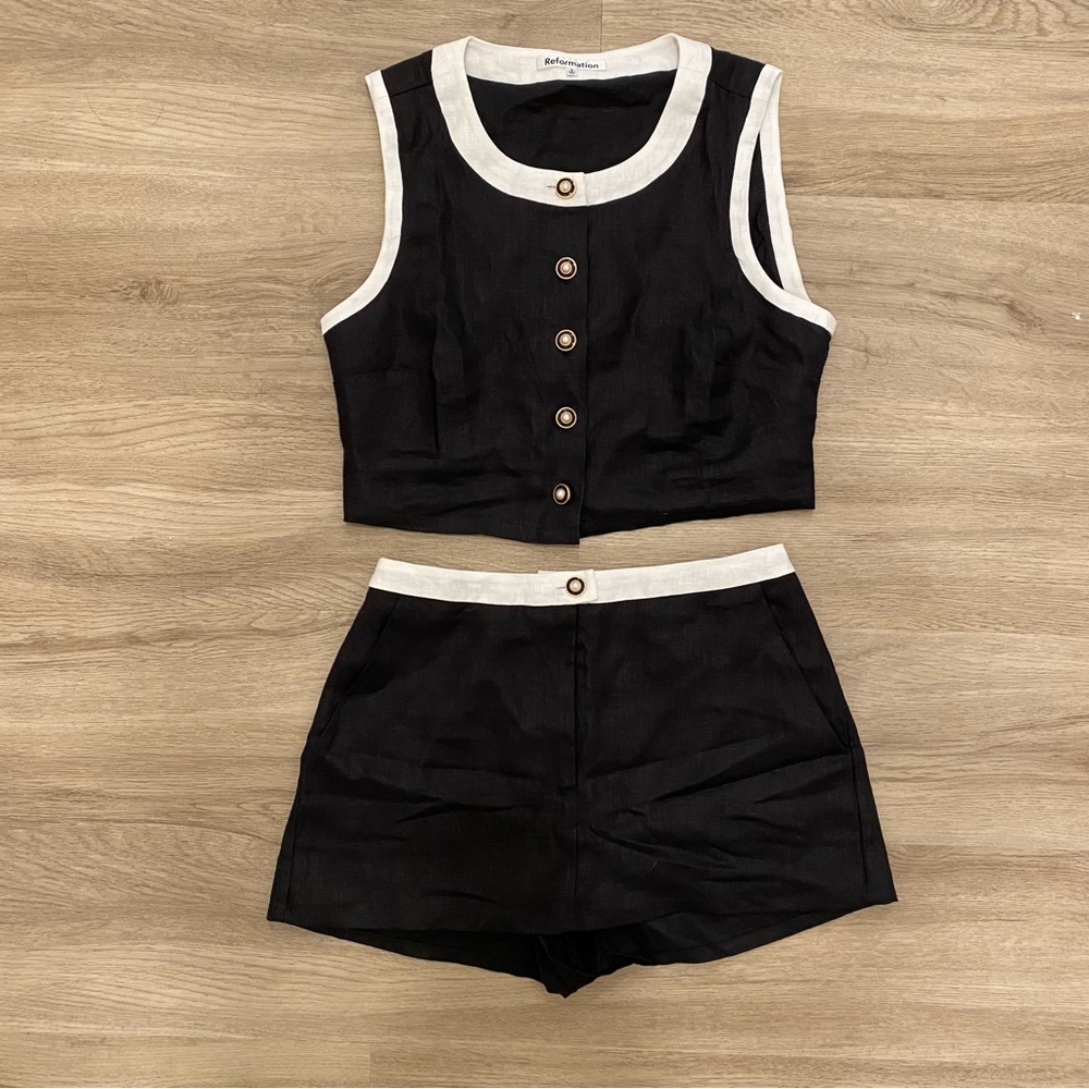 NEW Reformation Roxy Linen Two Piece Set size 2